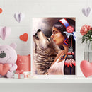 DIY Hand Painted Paint By Numbers Oil Canvas Pictures Aboriginal Girl Wolf Kit