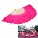 Chinese Folk Art Rose Silk Veil Bamboo Short Dancing Fan for Belly Dance
