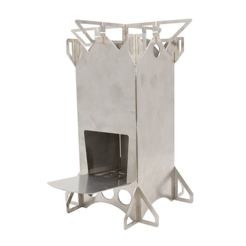 Portable Folding Wood Stove Campnic Outdoor Cooking Burning Rocket