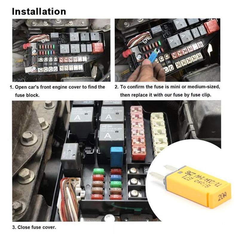 DC 14V Auto Reset Mini Power Circuit Breaker Blade Fuse for Car Boat (20A Yellow)