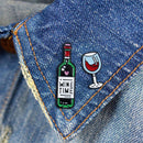 2pcs Red Wine Glass Bottle Enamel Lapel Badges Jewelry Party Causal Brooches