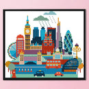14CT 2 Beach Part Embroidery London Cotton Counted Cross Stitch Home Decoration