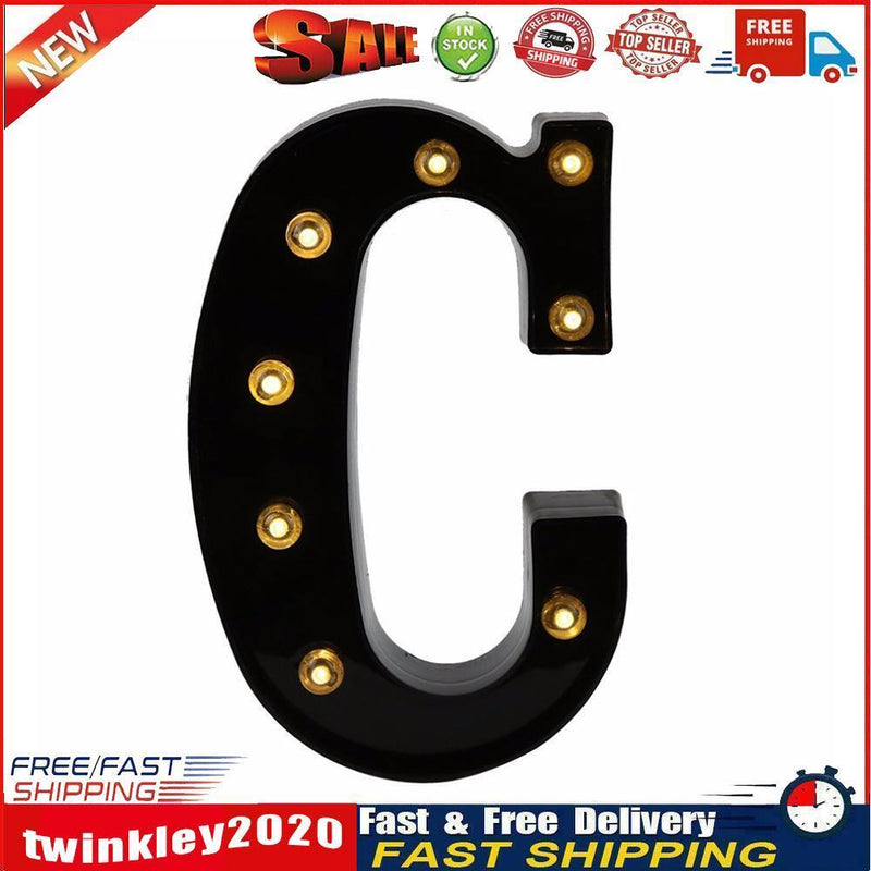 Letters LED Night Lights Alphabet Symbol Sign Lamp Home Wedding Decor (C) Newly