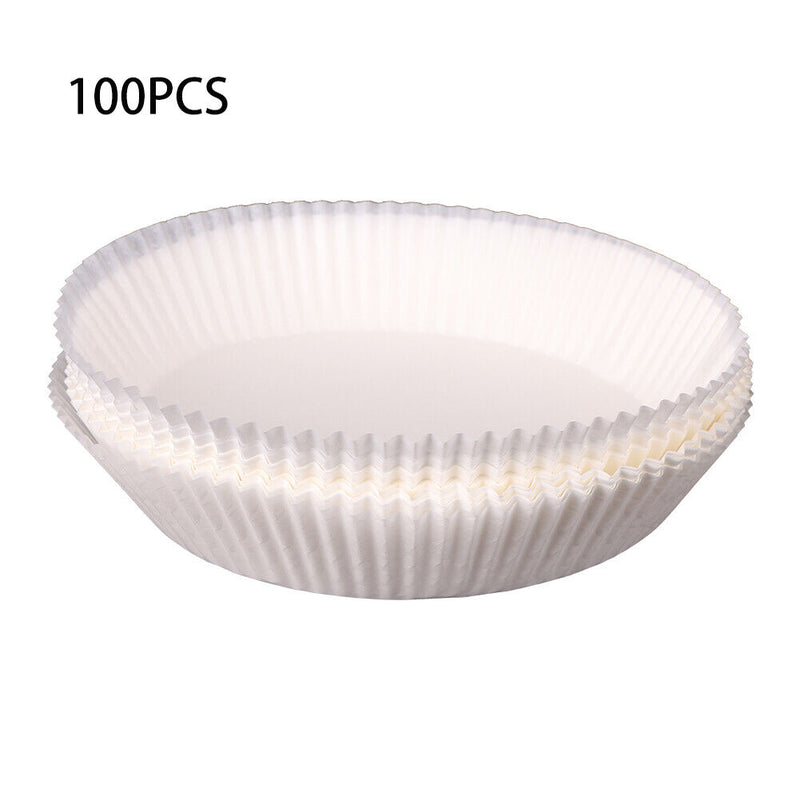 100pcs Air Fryer Steamer Paper Liners Baking Oil Paper Mat (White 20x4.5cm)