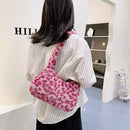 Women Plush Fur Animal Print Handbag Small Underarm Bag (Pink Leopard)