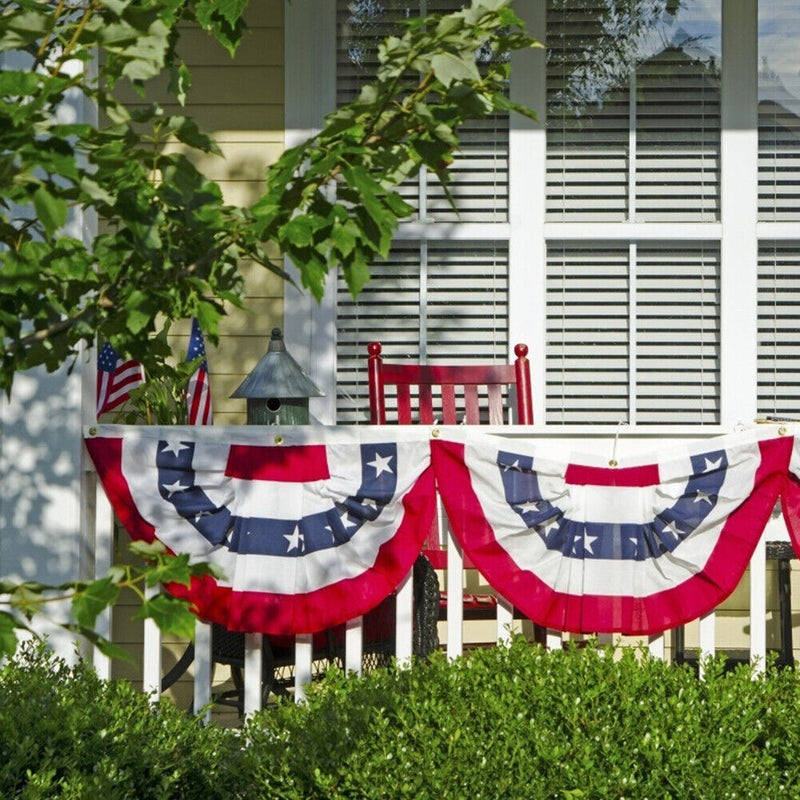 USA Bunting Flag Pleated Fan Resistant Polyester Banner for Independence Da