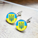 Trendy Ukrainian National Flag Earrings Women Round Glass Hook Dangle (5)
