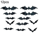 12 Halloween Bat Black Vinyl Stickers Window Decorations Spooky Party Kids/