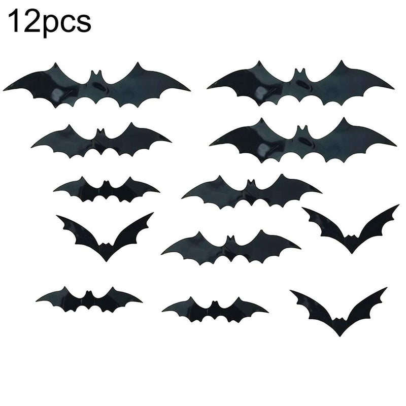 12 Halloween Bat Black Vinyl Stickers Window Decorations Spooky Party Kids/