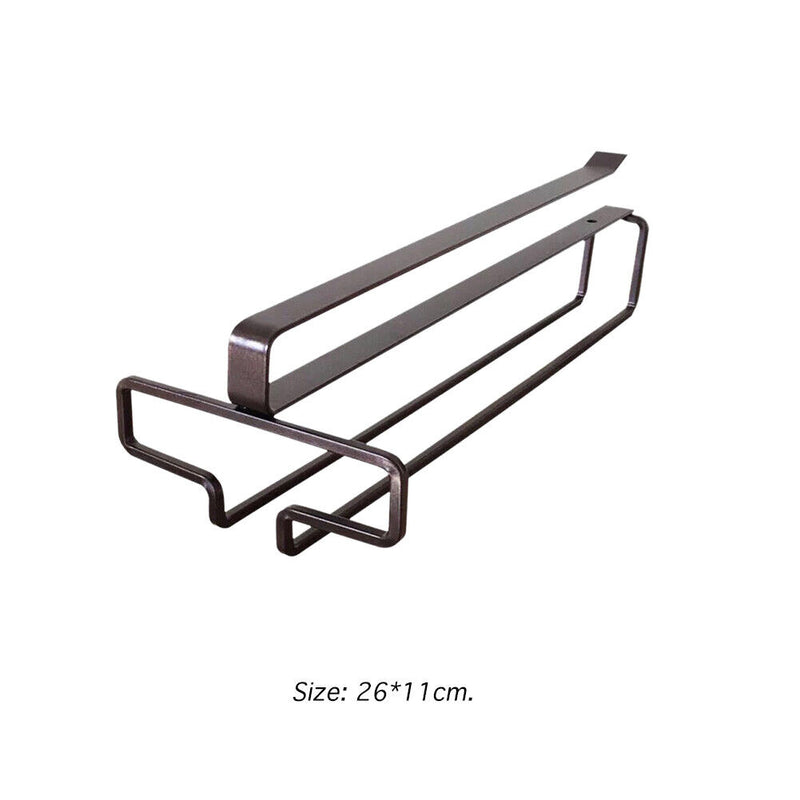 Metal Wine Rack Glass Holder Hanging Shelf Goblet Store Organizer (Black) Newly