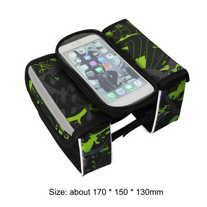 Bike Touch Screen Phone Bag Bicycle Top Tube Bag Riding Equipment (Green) Newly