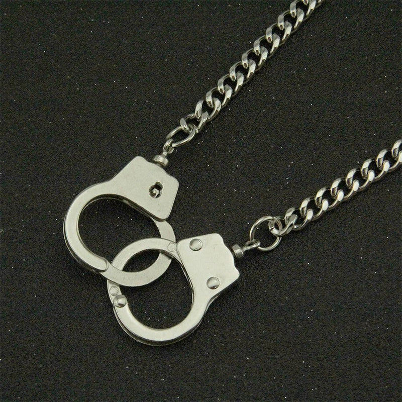 Women Mens Hip Hop Dark Gothic Punk Necklace Choker Handcuffs Pendant Chain