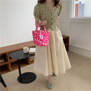 Fashion Pink Leopard Print Canvas Shoulder Bag Women Large Capacity Dead Handbag