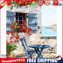 Frameless Oil Paint By Numbers Seaside Garden DIY Canvas Picture Craft Kit