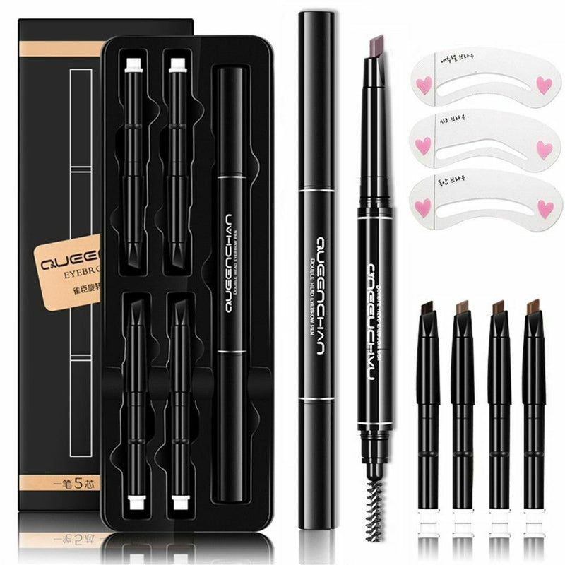 Eyebrow Pencil With 5 Colors Refill Lead Brow Tattoo Pen Automatic Rotate