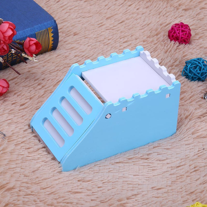 Hamster Staircase Villa Sleeping House Bear Pet Nest Log Cabinet(Blue)