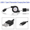 5pcs USB Type-C USB3.1 Retractable Cable Data Sync Charger Charging Cable