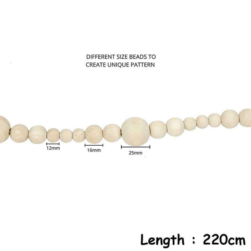 Wood Bead Garland Farmhouse Home Decor Rustic Country Holiday Christmas M7S0