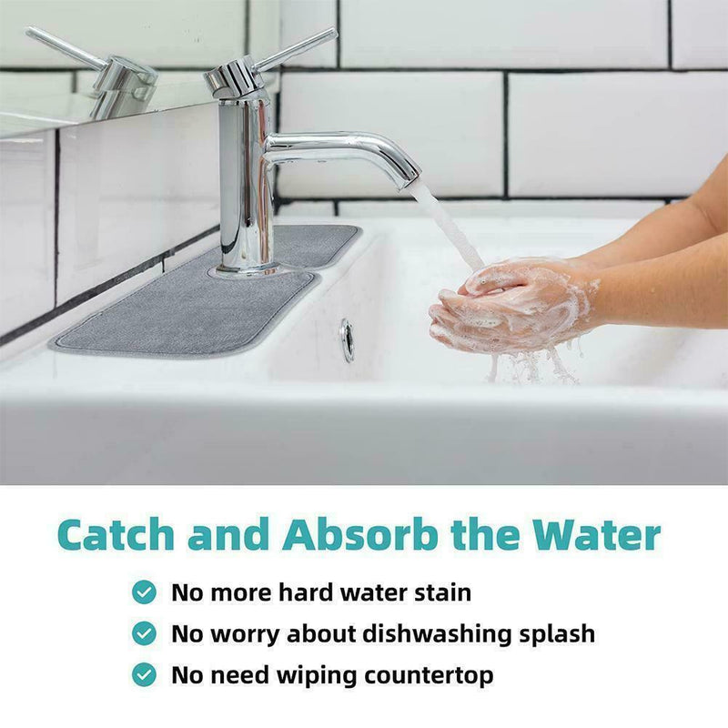Absorbent Mats Kitchen Faucet Sink Microfiber Splash Guard Supplies Home K1V6