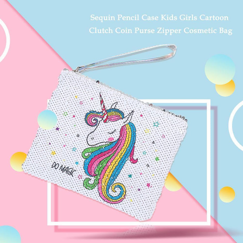 Fashion Sequin Pencil Case Kids Girls Cartoon Clutch Coin Purse Mini Wallet B