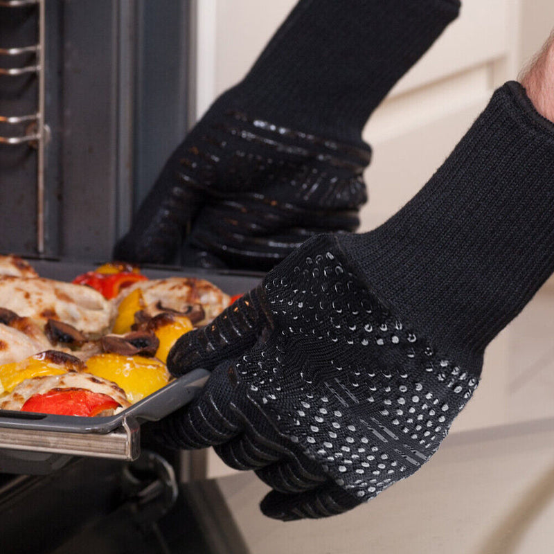 2pcs Outdoor Camping Barbecue Heat Resistance Silicone Gloves Oven Cooking Gl