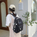 #A Simple Canvas Backpack Large Capacity College Student Hit Color Laptop School
