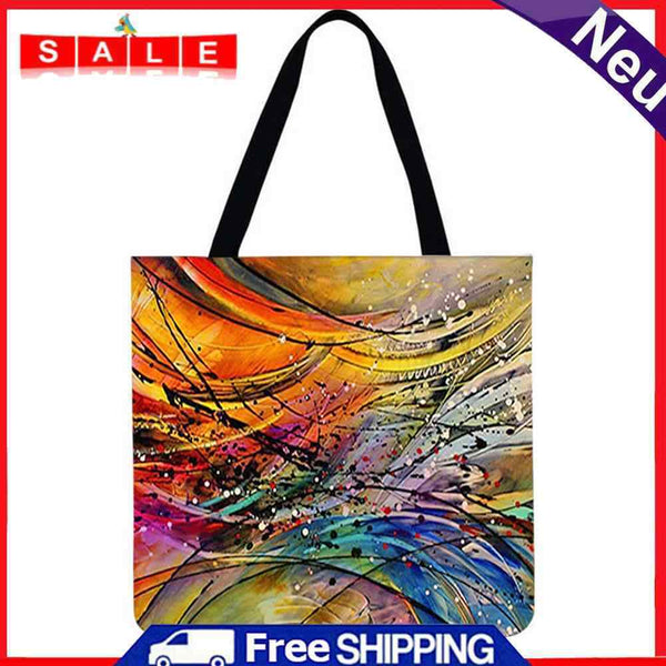 LI Q P R Abstract Print Shopping Bag, Casual, Large Capacity, 40x40c