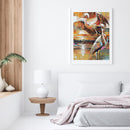 Hand Painted Oil Paint Kill Time Picture Colouring Egret Birds Pattern Artcraft