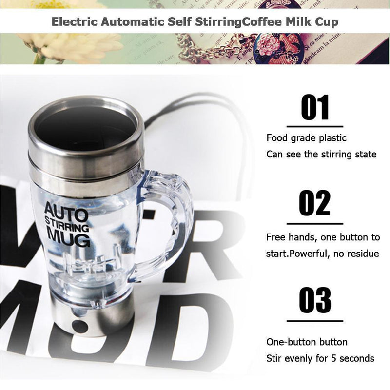 350ml Stainless Steel Electric Automatic Self Stirring Mug Coffee Milk Cup Newly