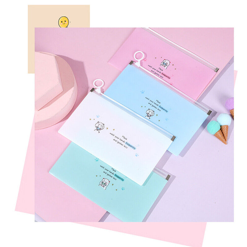 4pcs Portable Ziplock Bags Zipper Dustproof Waterproof Masks Holder Folder Bag