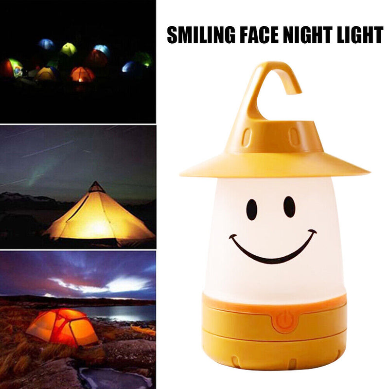 LED Smiley Cute Hanging Night Light Tent Camping Home Decorations (Yellow)