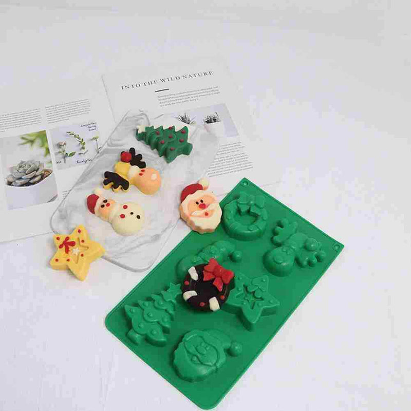 Baking Silicone Mold Christmas 6 With Elk Christmas Snowman Tree P9Q9
