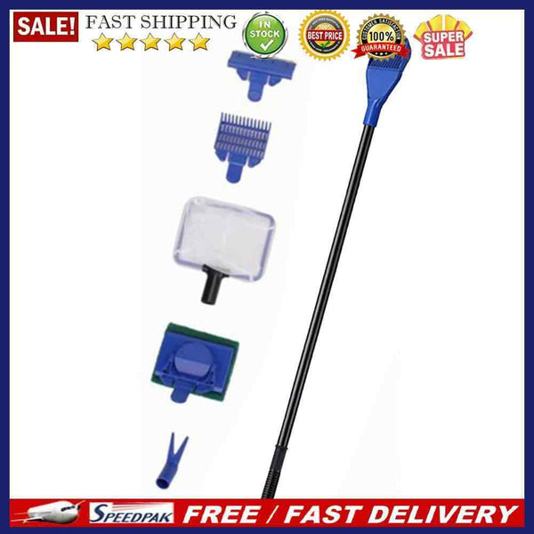 5 in 1 Aquarium Cleaning Tools Sponge Brush Net Fish Gravel Rake Algae Scra