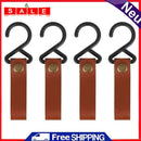 Outdoor PU Leather Hook Camp Hiking Clothes Storage Hanger Holder (4pcs)