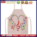 Kitchen Linen Apron Colorful Musical Note Painted Party Supply Cleaning Pinafore