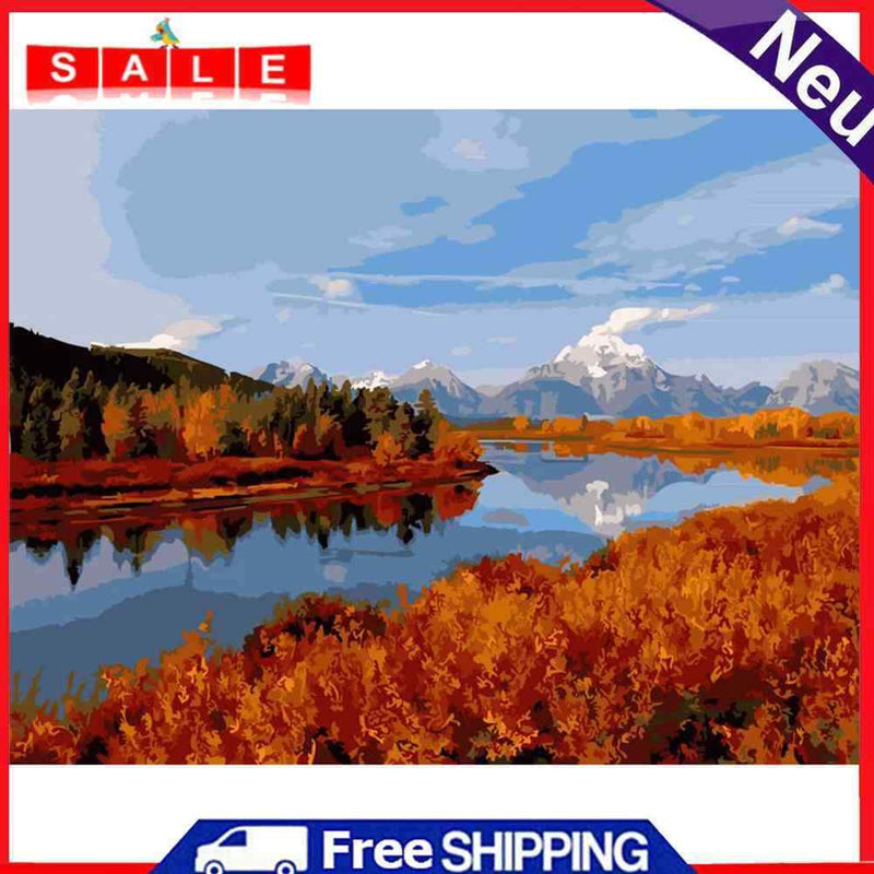 DIY Digital Painting By Numbers Landscape Picture Frameless Wall Art Room Decor