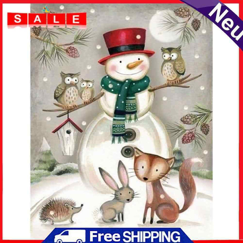 Diamond Painting 5D Full Round Drill Mosaic DIY Snowman and Critter Kit for Wall