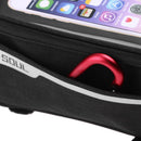 Waterproof Bicycle Front Tube Bag 6in Phone Touch Screen Saddle Bag (Black)