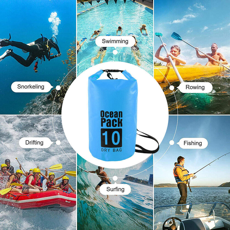 Waterproof Dry Bag Pack Sack Swimming Kayaking Boat Trekking (10L Sky Blue)