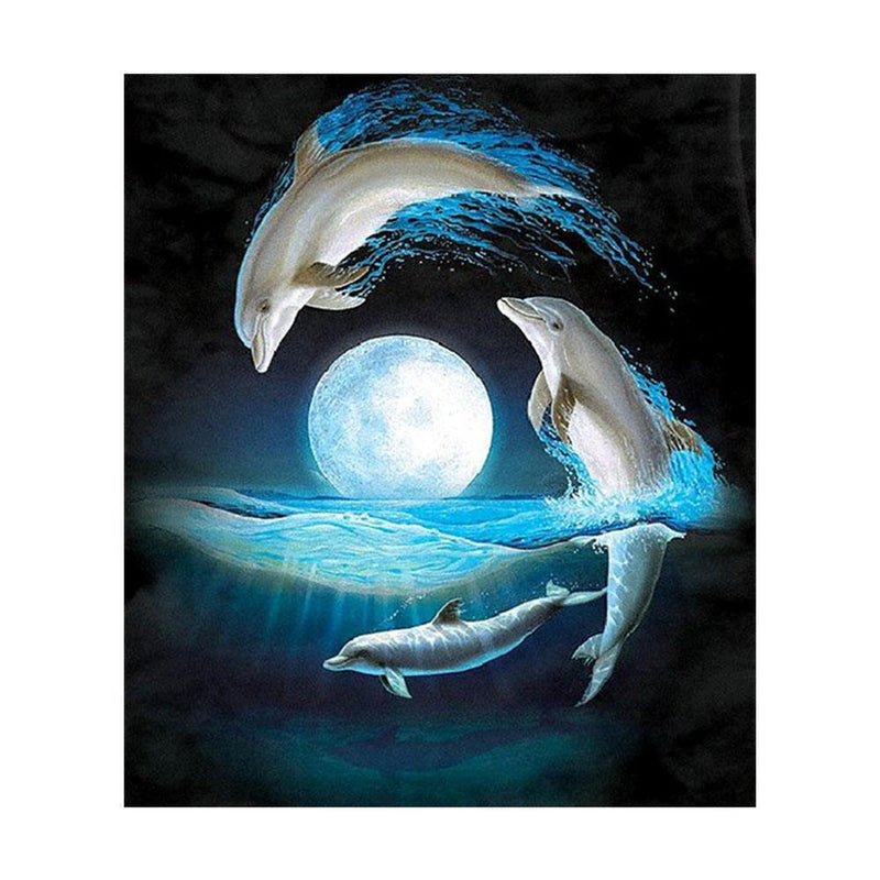 Dolphin Painting Embroidery DIY 5D Diamond Cross Stitch Home Craft Decor