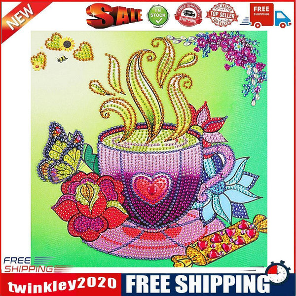 5D DIY Coffee Flowers Part Special Drill Diamond Painting Mosaic Artwork