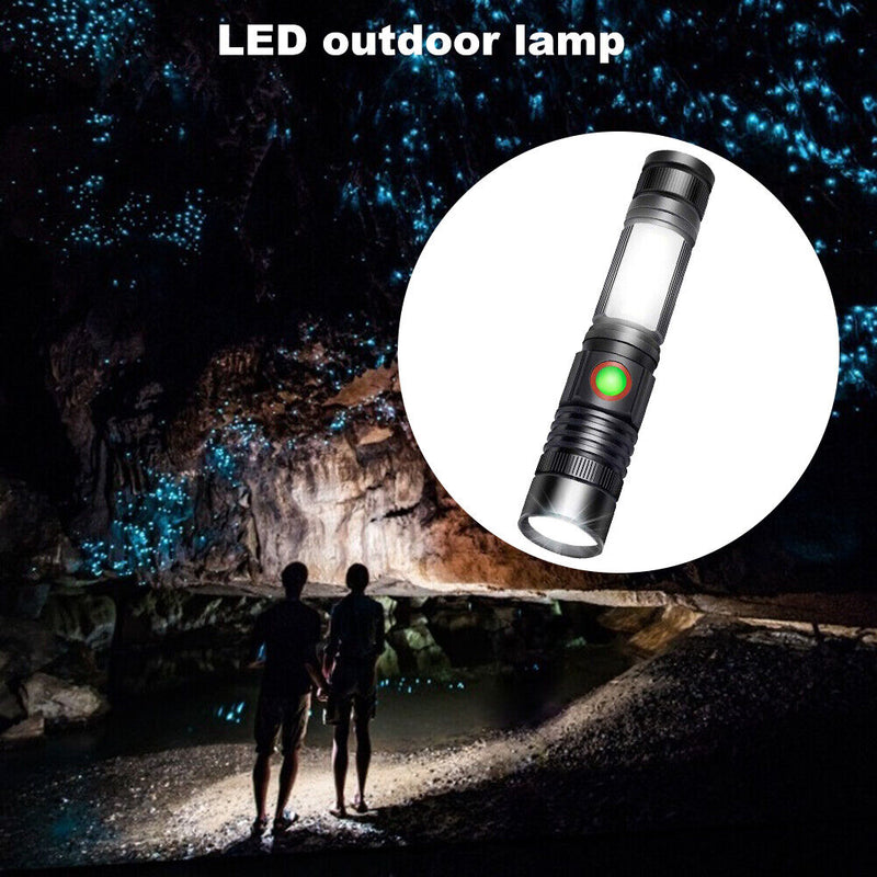 Handheld Flashlight Electric Torch for Hiking Fishing Rechargeable USB Portable
