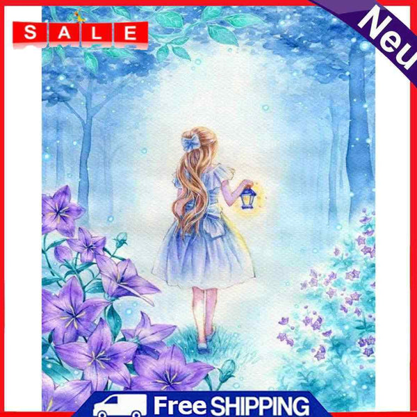Frameless Girl with Lamp Oil Paint By Numbers DIY Kit Handmade Drawing On Canvas