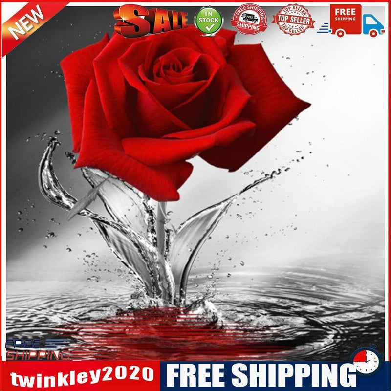 5D DIY Full Round Drill Diamond Painting Red Rose Mosaic Rhinestone Drawing