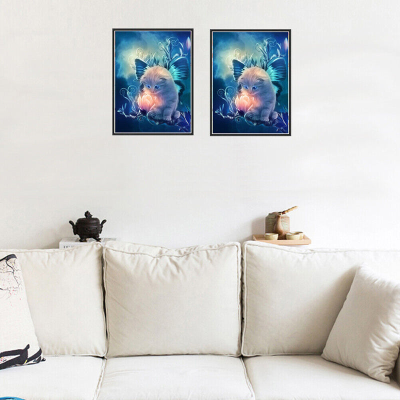 5D DIY Diamond Painting Cat Flower Cross Stitch Embroidery Rhinestones Kits