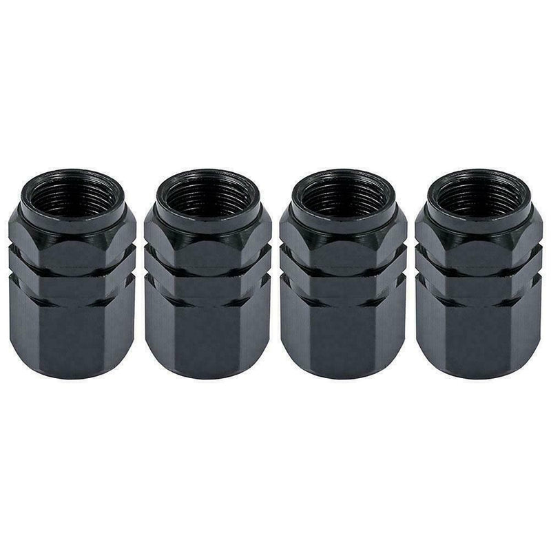 ALUMINUM 4X Tire Wheel Rims Stem Air Valve Caps Tyre BLACK Cover Truck Car G0J6