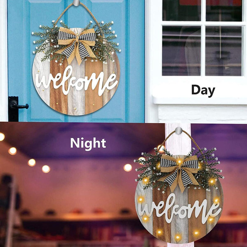 Welcome SignSpring Front Porch Decor, Rustic Wooden Hanging Front Door FAST~