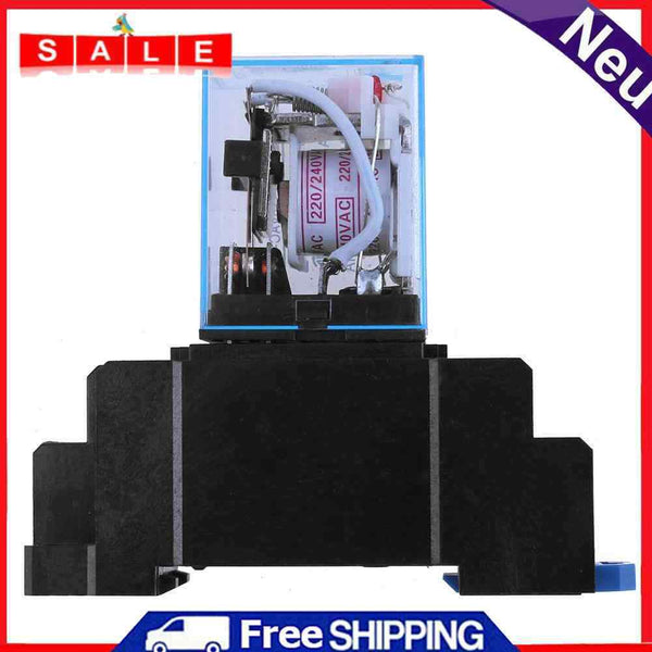 Power Relay LY2NJ with Socket Base Black 220V Mini 8 Pin Coil Makes Electric