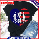 Independence Day Print Love Letter T-Shirt (Black M)