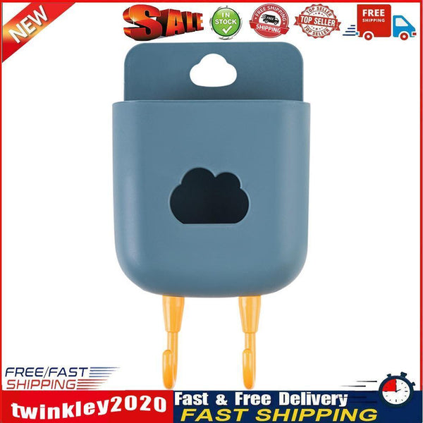 Phone Wall Mounted Holder Detachable Hook Plug Charging Organizer (Blue) Newly